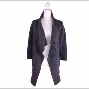 Eileen Fisher Womens Cardigan Sweater Gray Mohair Blend 3/4 Sleeve Tight Knit M